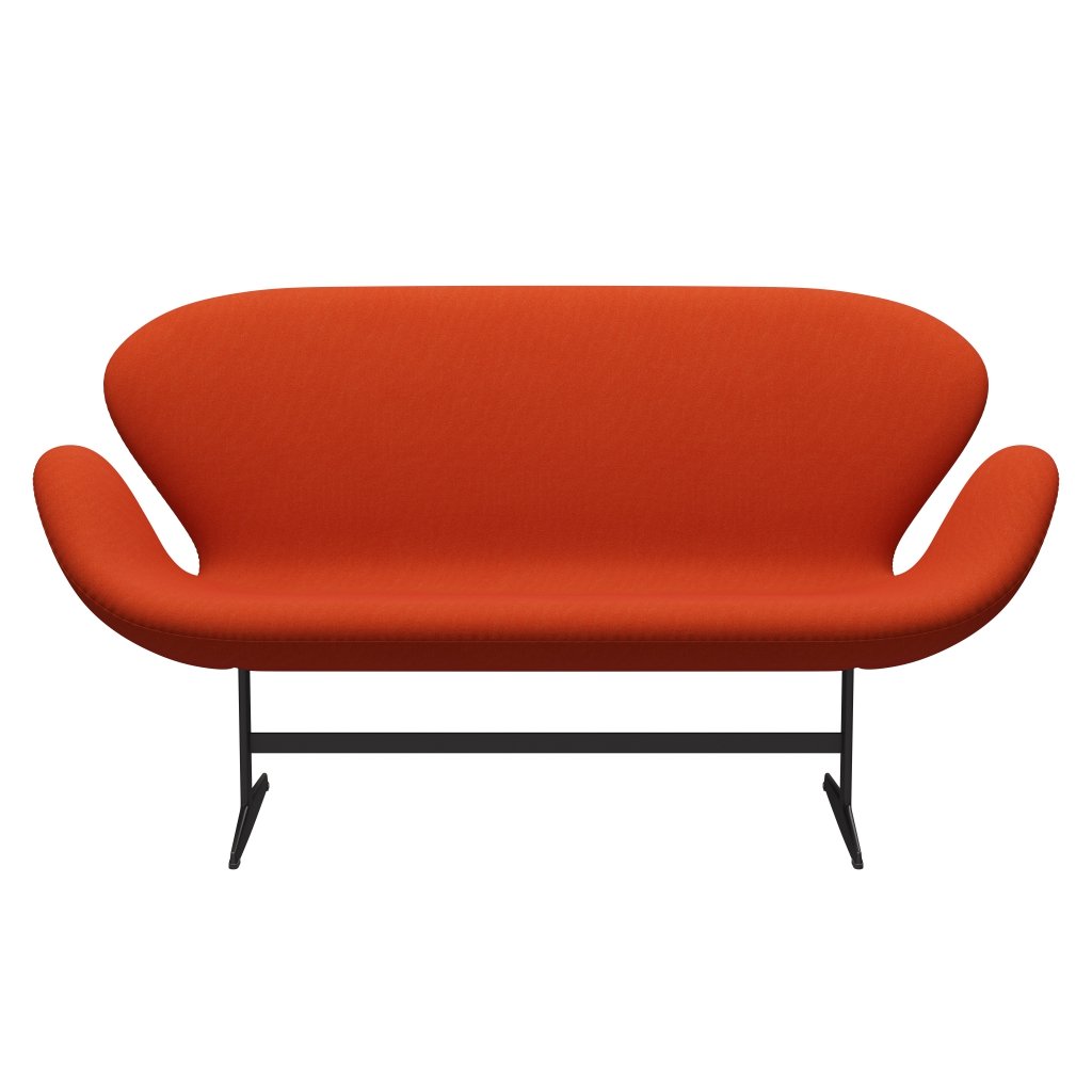 Fritz Hansen Swan Sofa 2-Sitzer, Warmes Graphit/Tonus Orange (554)