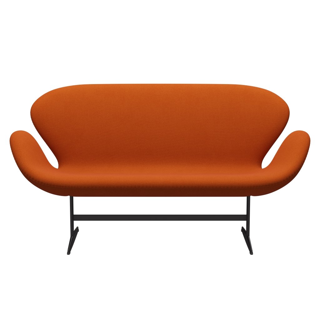 Fritz Hansen Swan Sofa 2-Sitzer, Warmes Graphit/Tonus Orange (605)