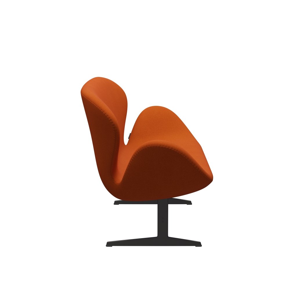 Fritz Hansen Swan Sofa 2-Sitzer, Warmes Graphit/Tonus Orange (605)