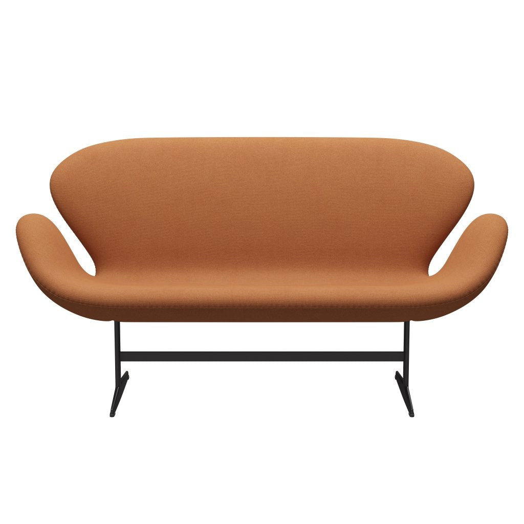 Fritz Hansen Swan -Sofa 2 -Sitzer, warmes Graphit/Tonus weich orange