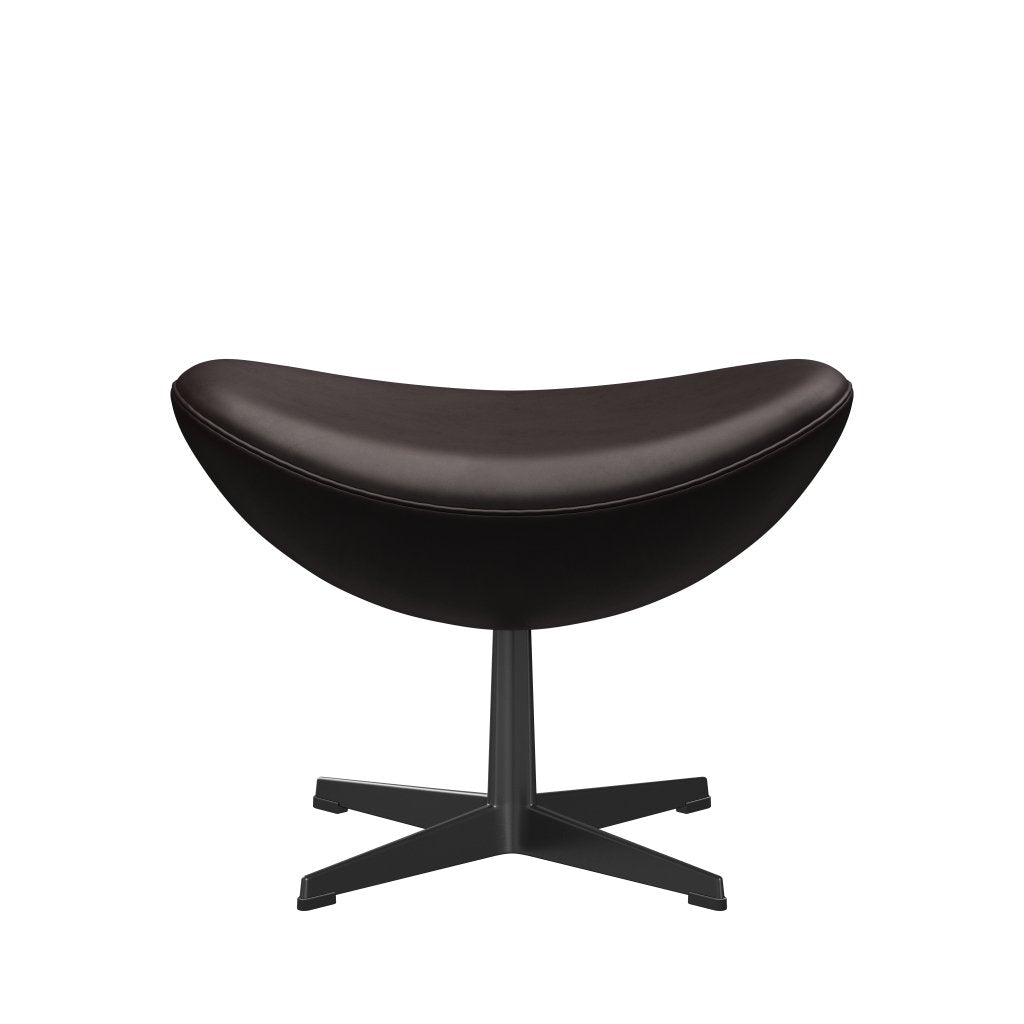 Fritz Hansen Der Eierfußhocker, schwarze Lack/Grace dunkelbraun