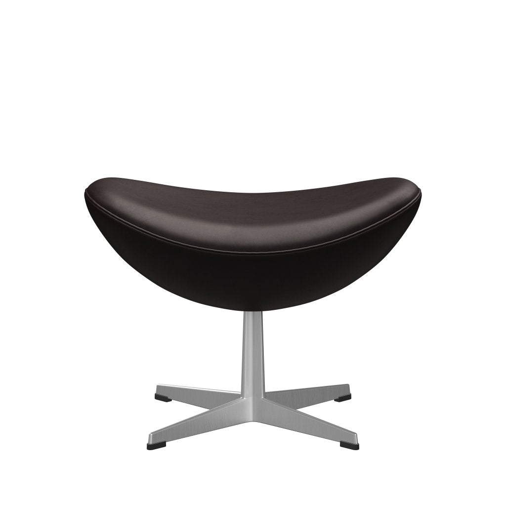 Fritz Hansen Der Eierfußhocker, satin polierte Aluminium/Grace dunkelbraun