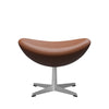 Fritz Hansen The Egg Footstool Leather, Satin Brushed Aluminum/Essential Walnut