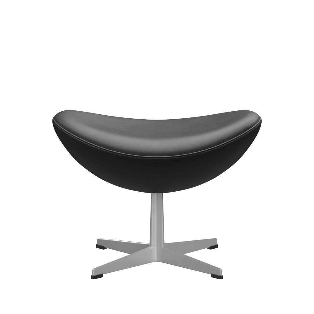 Fritz Hansen The Egg Fußhocker Leder, Silbergrau/Essential Schwarz