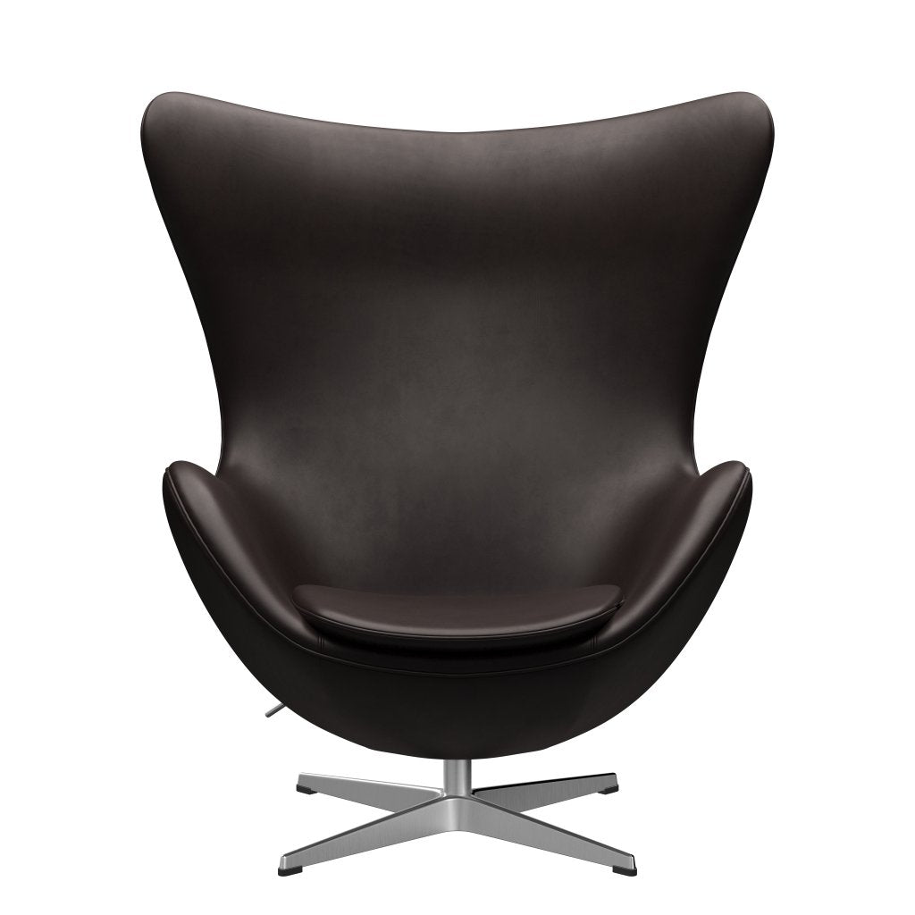 Fritz Hansen Der Eier Lounge Stuhl, Aluminium/Grace dunkelbraun