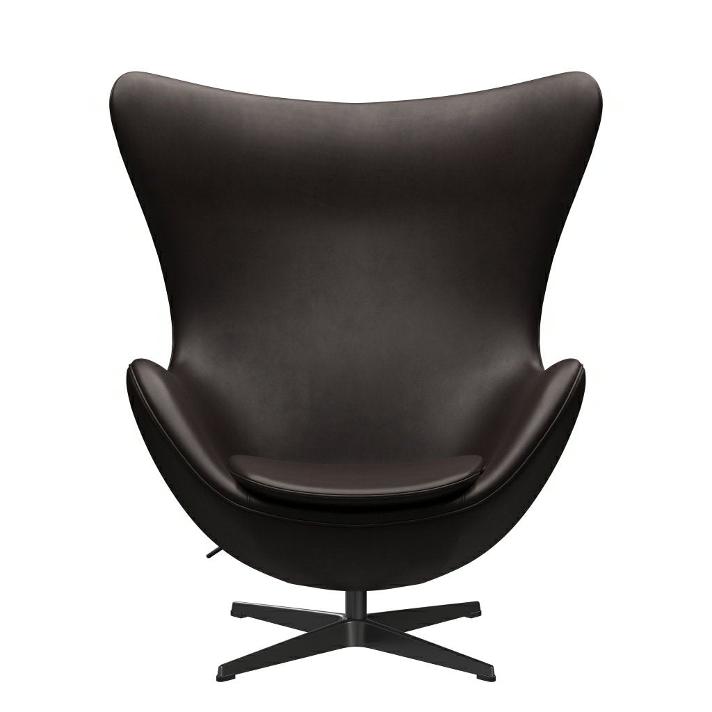 Fritz Hansen Der Eier Lounge Stuhl, Black Lacked/Grace Dunkelbraun