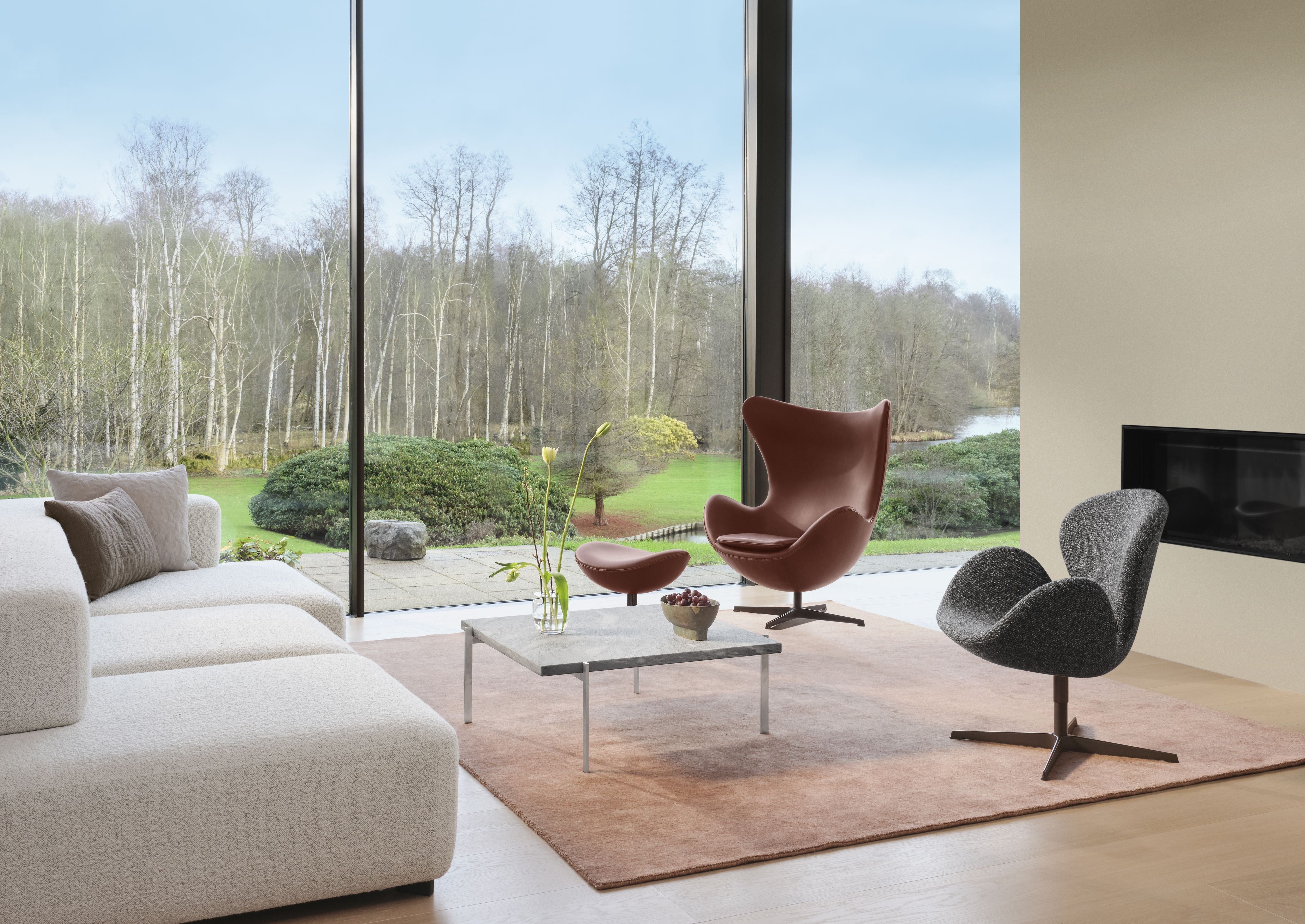 Fritz Hansen The Egg Lounge Chair, Grace Kastanienleder Jubiläums-Kollektion