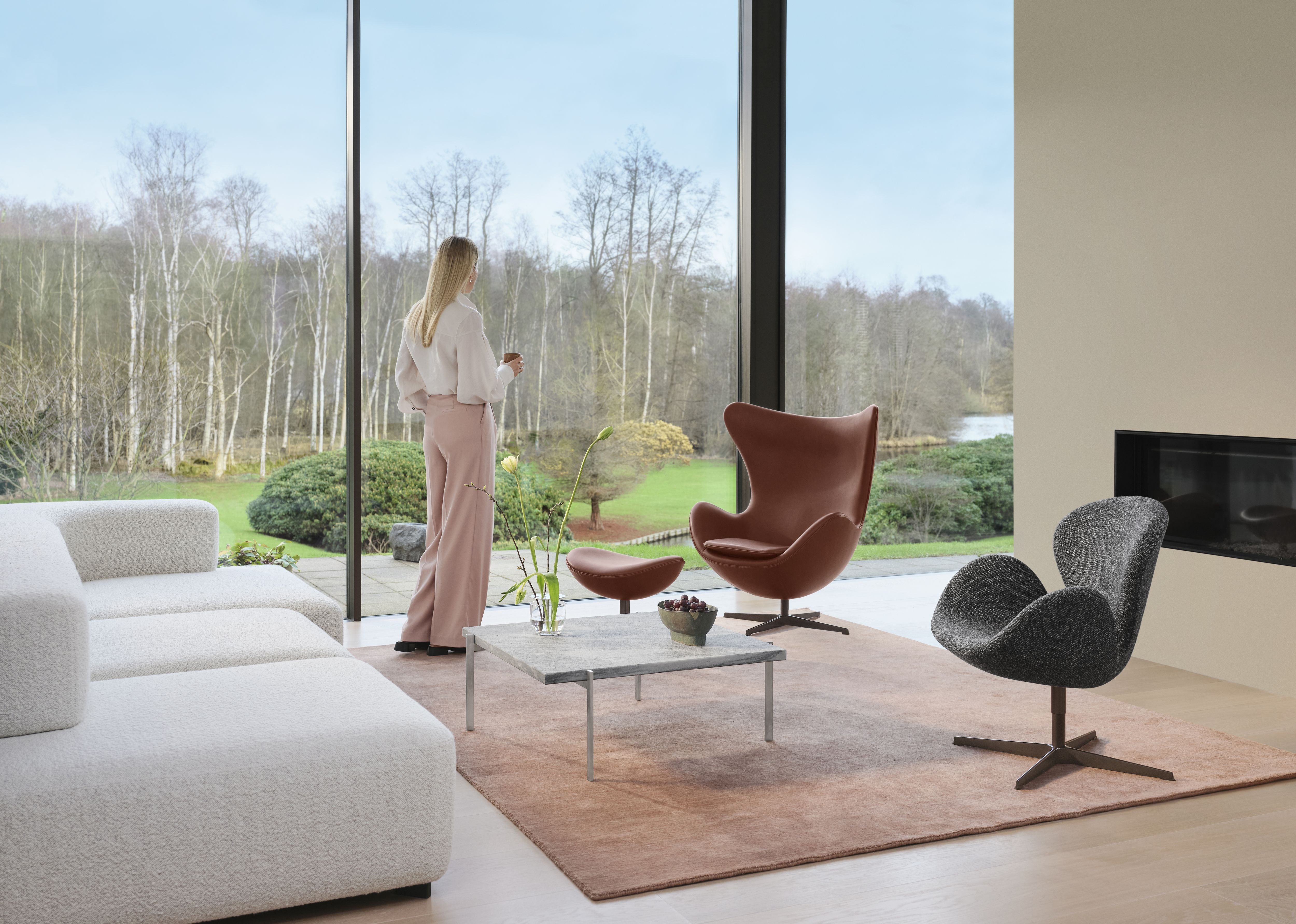 Fritz Hansen The Egg Lounge Chair, Grace Kastanienleder Jubiläums-Kollektion