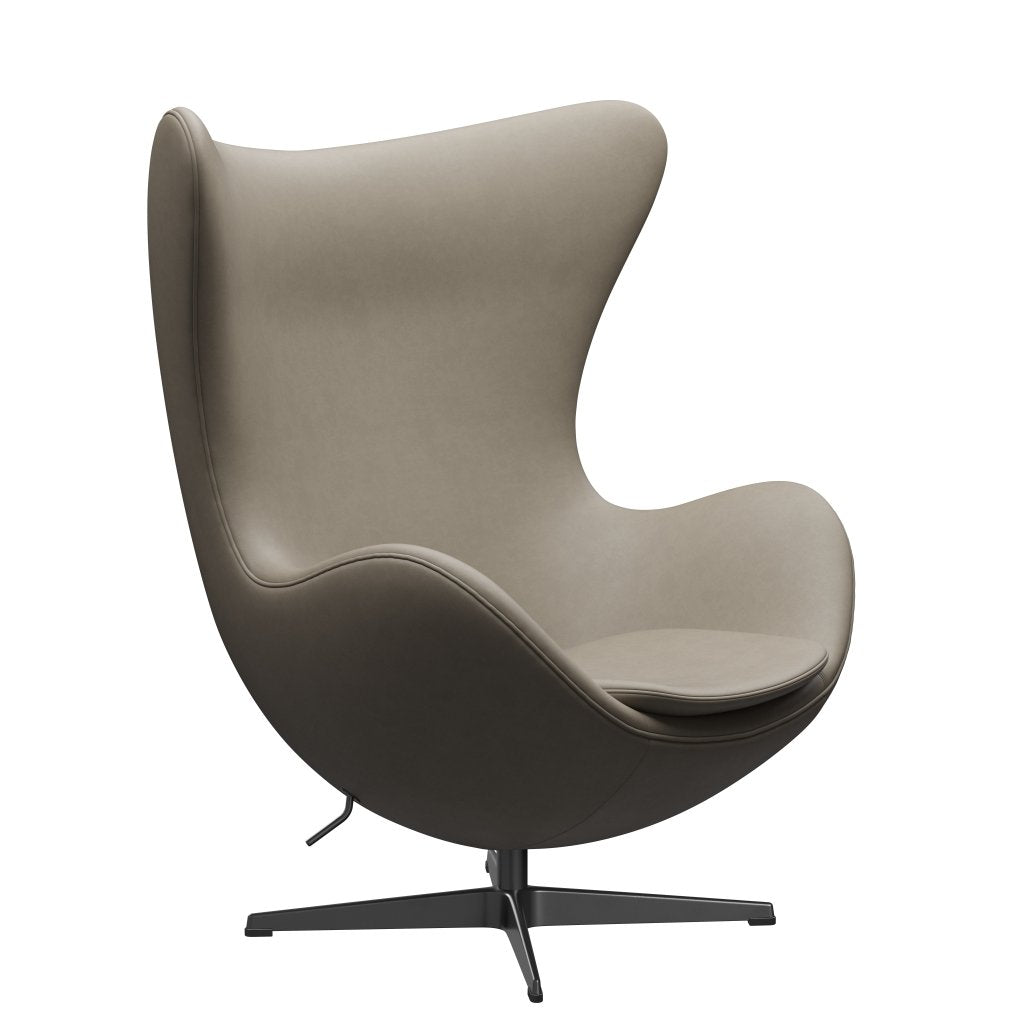 Fritz Hansen The Egg Lounge Chair Leder, Schwarz/Essential Hellgrau