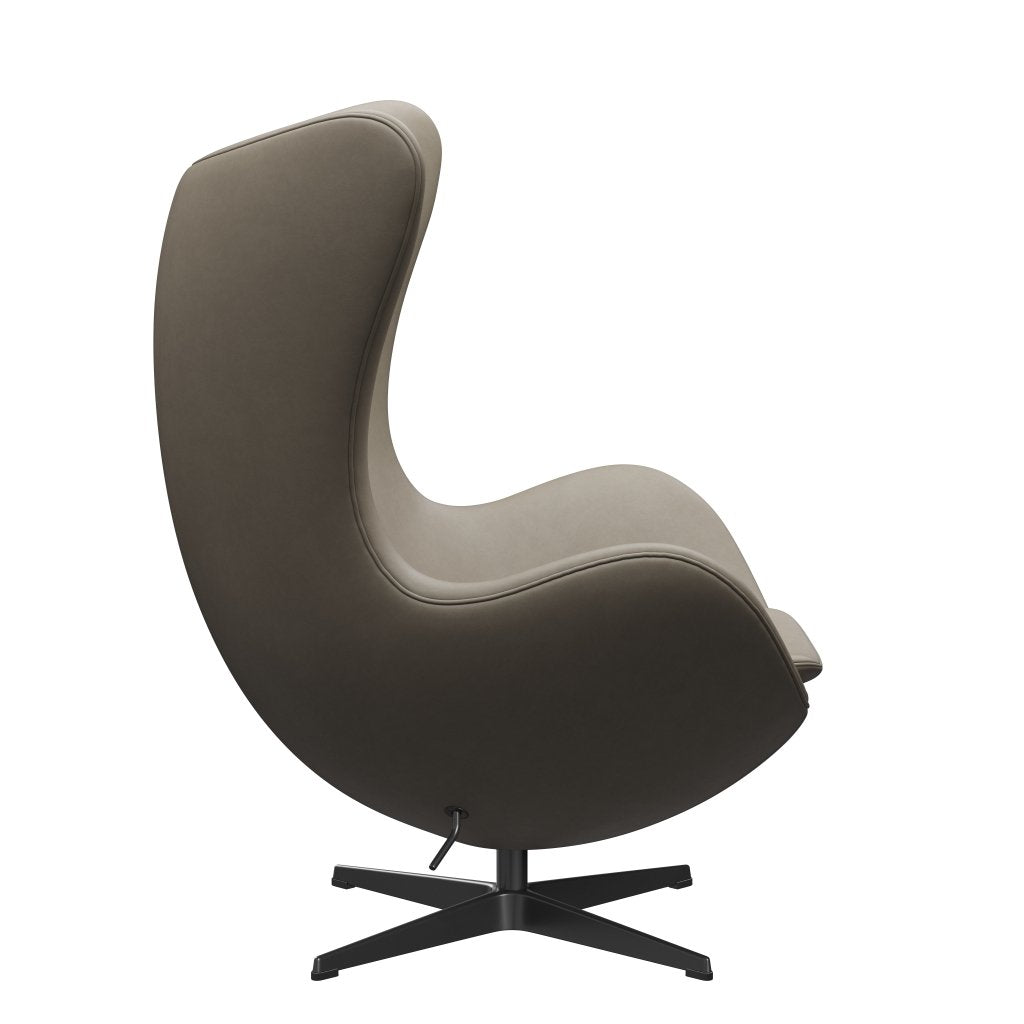 Fritz Hansen The Egg Lounge Chair Leder, Schwarz/Essential Hellgrau