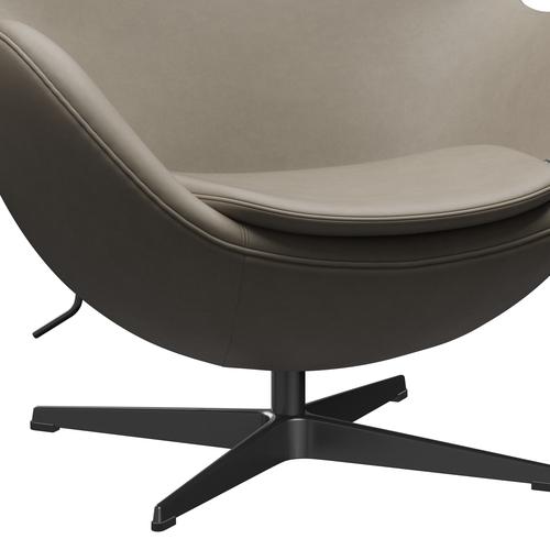 Fritz Hansen The Egg Lounge Chair Leder, Schwarz/Essential Hellgrau