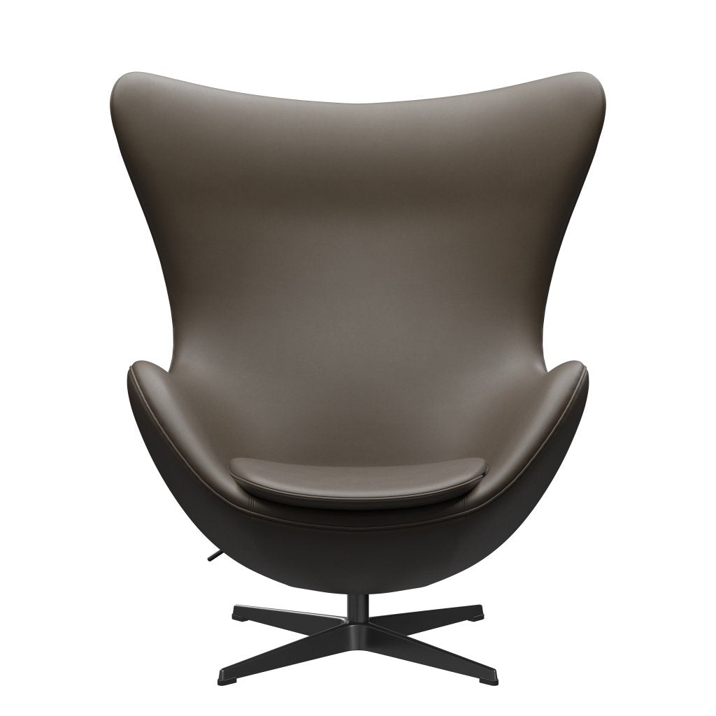 Fritz Hansen Das Eier Lounge Stuhl Leder, Schwarz/Essential Stein