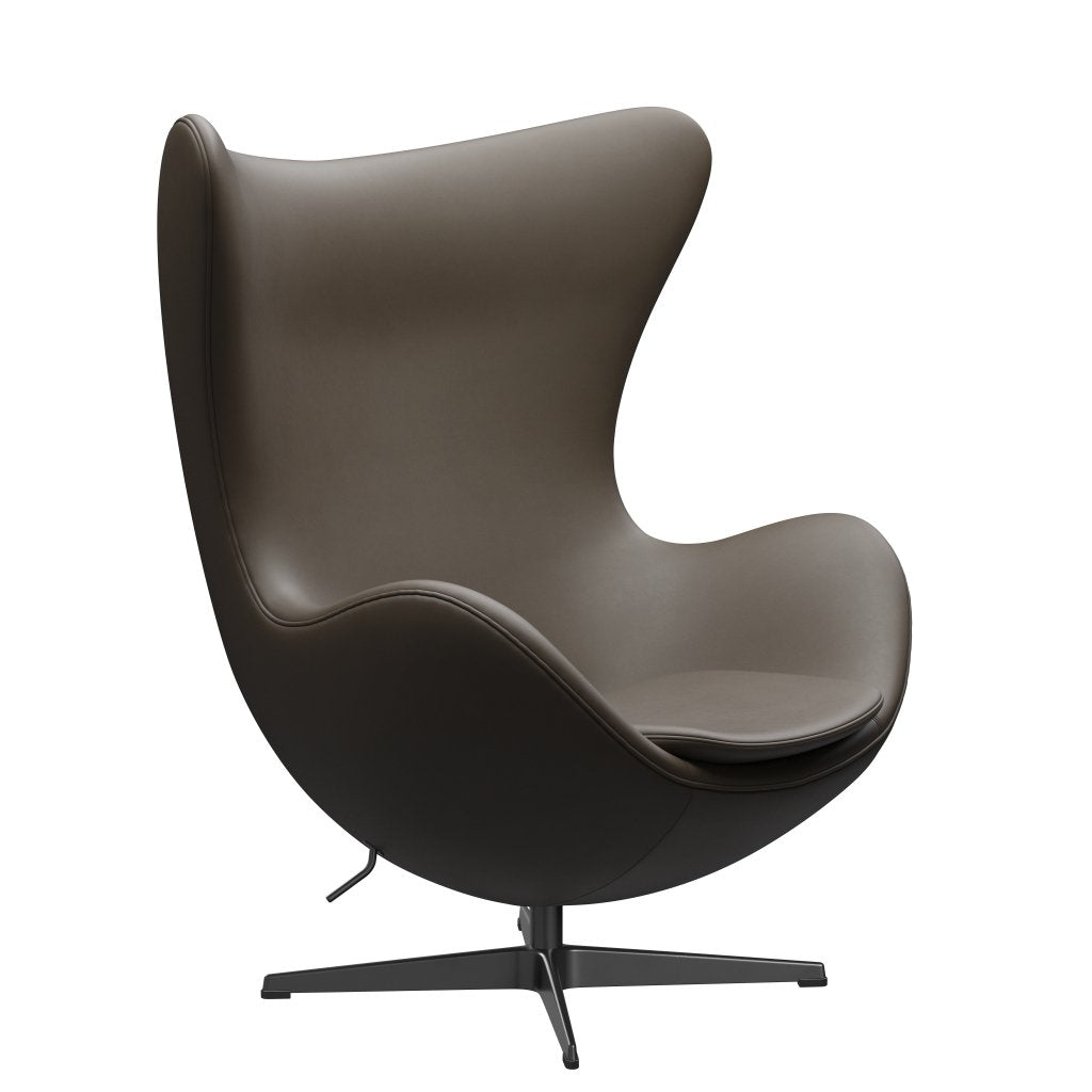 Fritz Hansen Das Eier Lounge Stuhl Leder, Schwarz/Essential Stein