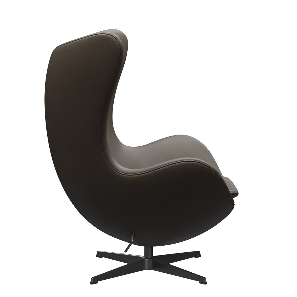 Fritz Hansen Das Eier Lounge Stuhl Leder, Schwarz/Essential Stein