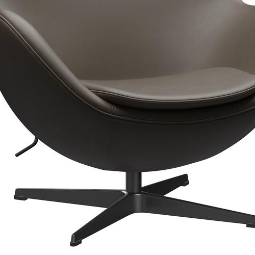 Fritz Hansen Das Eier Lounge Stuhl Leder, Schwarz/Essential Stein