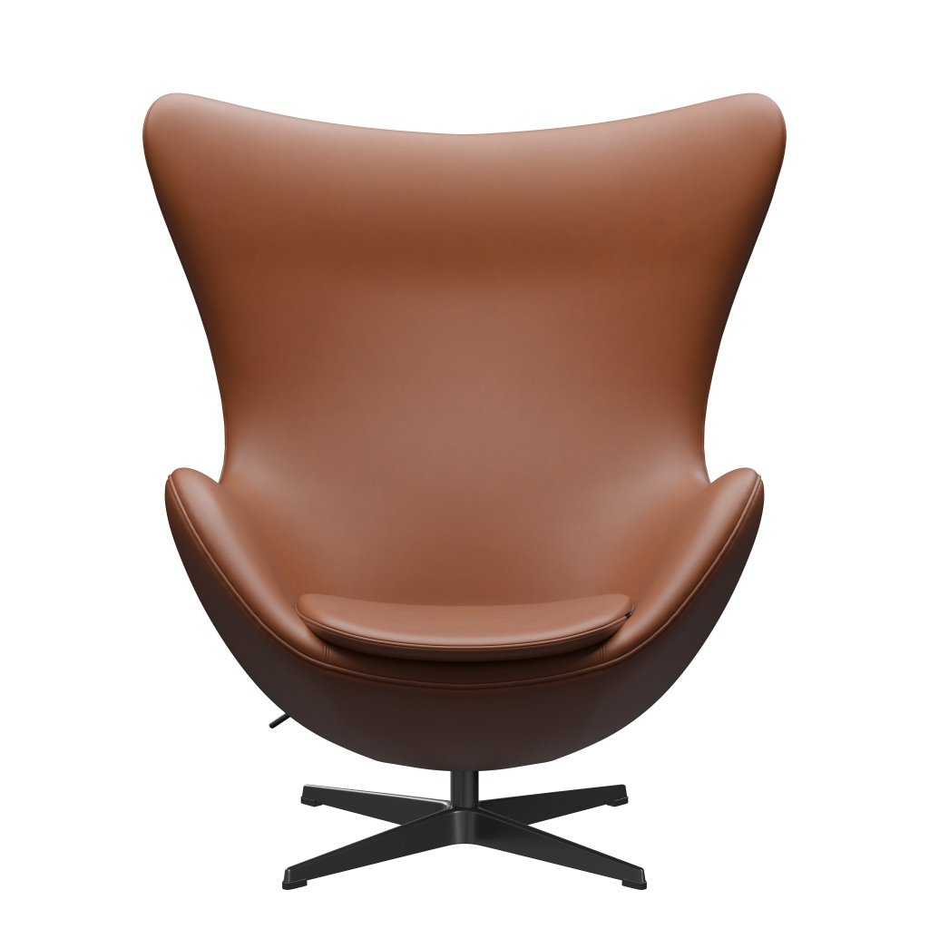 Fritz Hansen The Egg Lounge Chair Leder, Schwarz/Essential Nussbaum