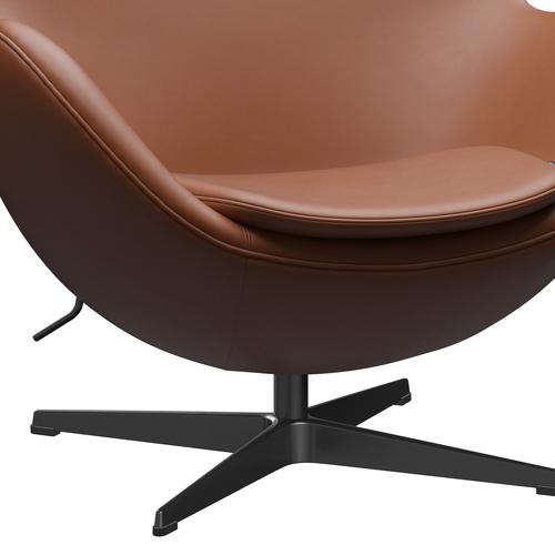 Fritz Hansen The Egg Lounge Chair Leder, Schwarz/Essential Nussbaum