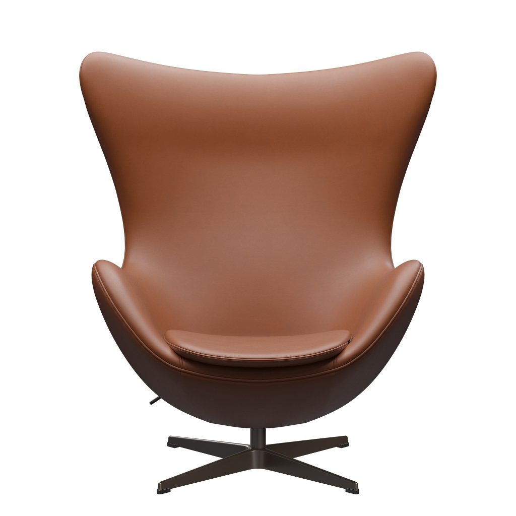 Fritz Hansen De eierlounge stoel leer, bruine bronzen/essentiële walnoot