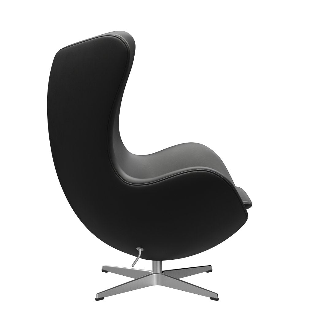 Fritz Hansen The Egg Lounge Chair Leder, Satin gebürstetes Aluminium/Essential Black