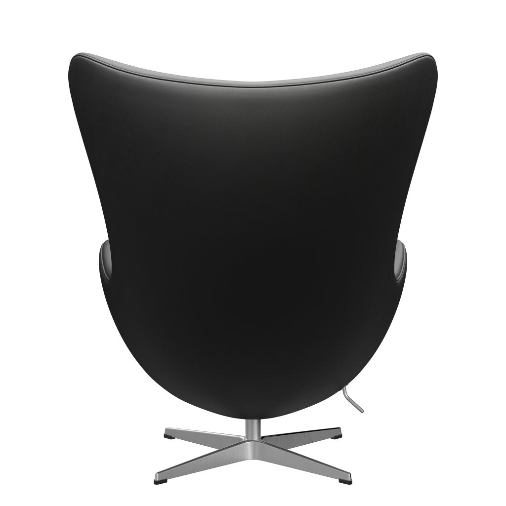 Fritz Hansen The Egg Lounge Chair Leder, Satin gebürstetes Aluminium/Essential Black