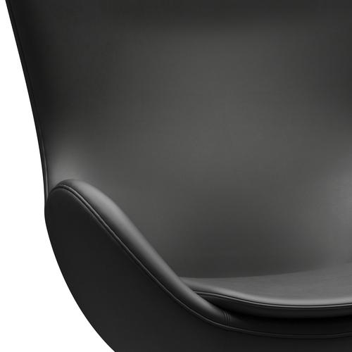 Fritz Hansen The Egg Lounge Chair Leder, Satin gebürstetes Aluminium/Essential Black