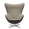 Fritz Hansen The Egg Lounge Chair Leather, Satin Brushed Aluminium/Essential Light Grey