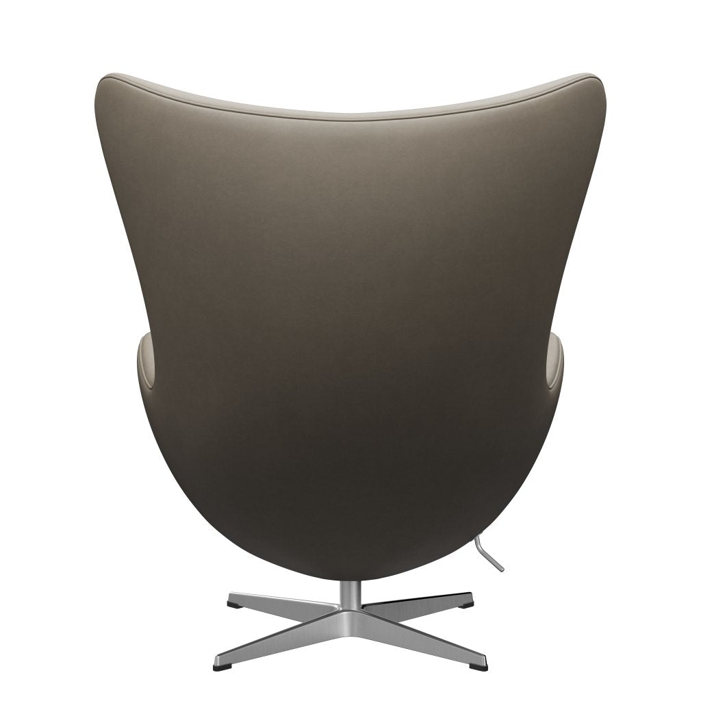 Fritz Hansen The Egg Lounge Chair Leder, Satiniertes gebürstetes Aluminium/Essential Hellgrau