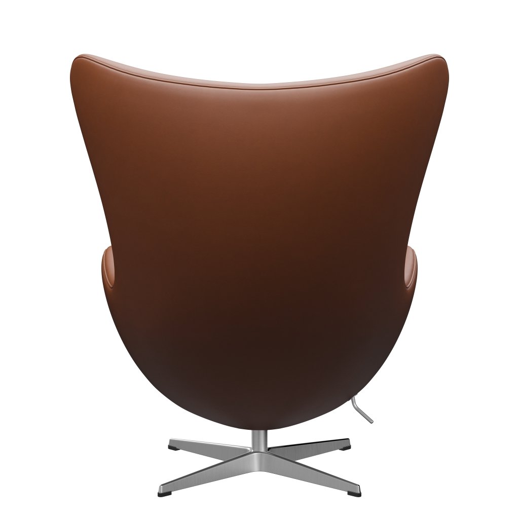 Fritz Hansen The Egg Lounge Chair Leder, Satin gebürstetes Aluminium/Essenzialnussbaum