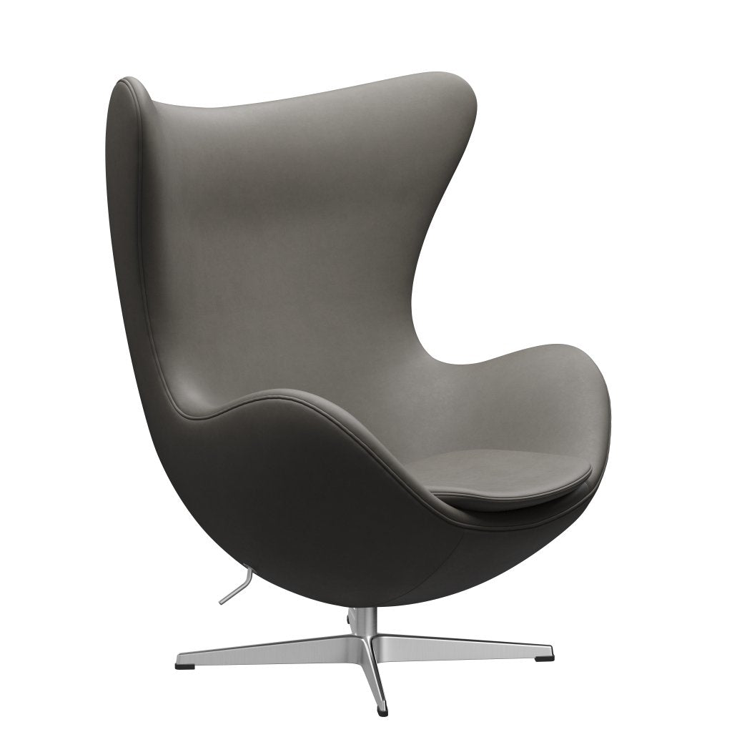 Fritz Hansen The Egg Lounge Chair Leder, Satin gebürstetes Aluminium/Essential Lava