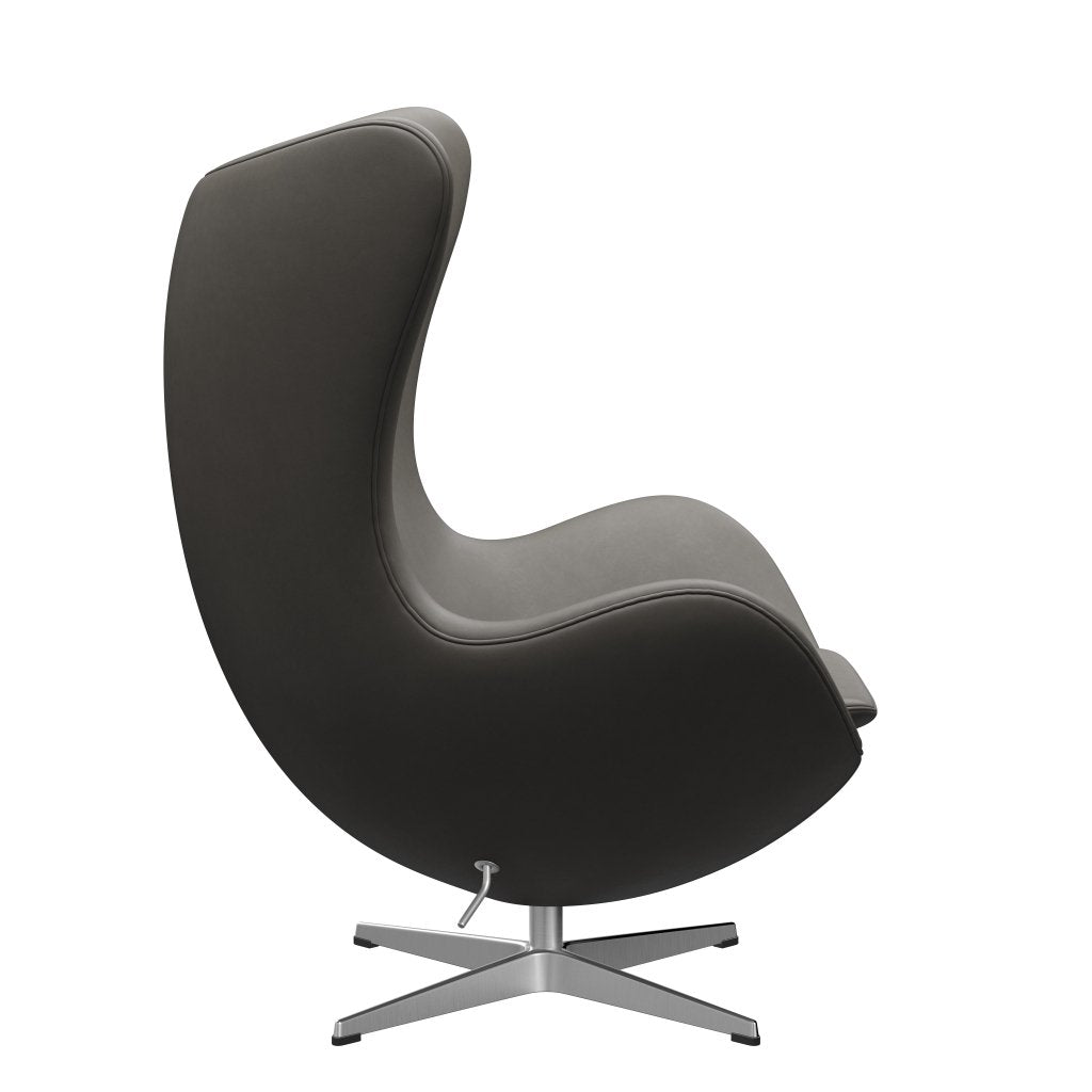 Fritz Hansen The Egg Lounge Chair Leder, Satin gebürstetes Aluminium/Essential Lava