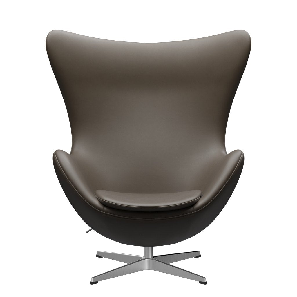 Fritz Hansen Das Egg Lounge Stuhl Leder, Satin gebürstet Aluminium/Essential Stein