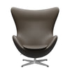 Fritz Hansen Das Egg Lounge Stuhl Leder, Satin gebürstet Aluminium/Essential Stein