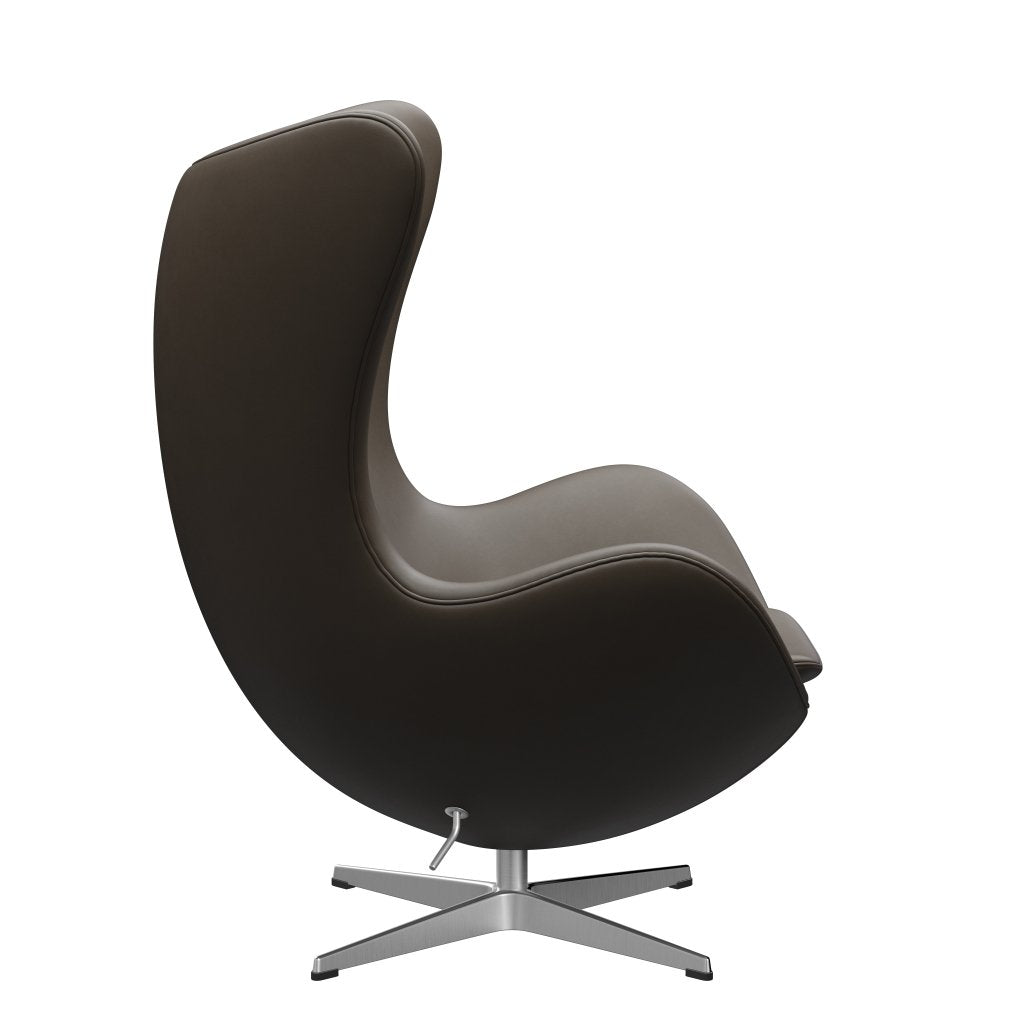 Fritz Hansen Das Egg Lounge Stuhl Leder, Satin gebürstet Aluminium/Essential Stein