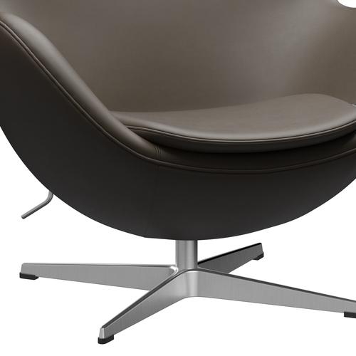 Fritz Hansen Das Egg Lounge Stuhl Leder, Satin gebürstet Aluminium/Essential Stein