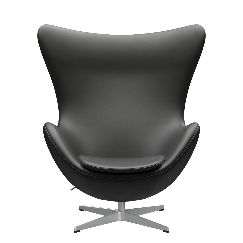 Fritz Hansen The Egg Lounge Chair Leder, Silbergrau/Essential Schwarz