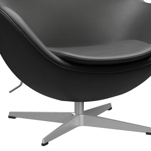 Fritz Hansen The Egg Lounge Chair Leder, Silbergrau/Essential Schwarz