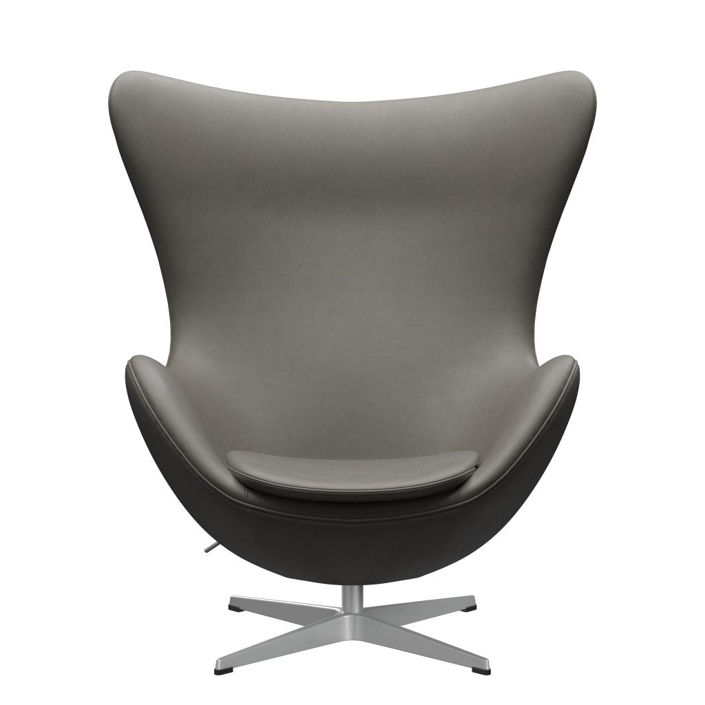 Fritz Hansen The Egg Lounge Chair Leder, Silbergrau/Essential Lava