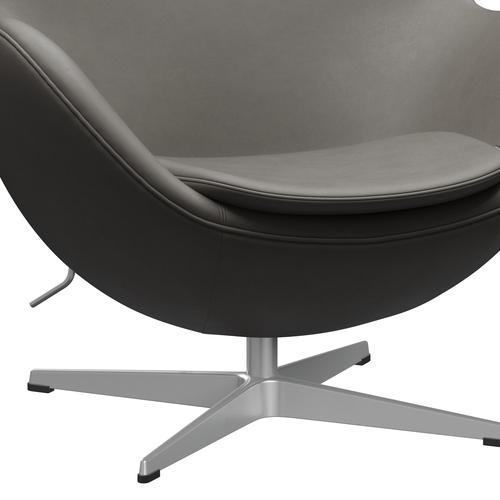 Fritz Hansen The Egg Lounge Chair Leder, Silbergrau/Essential Lava