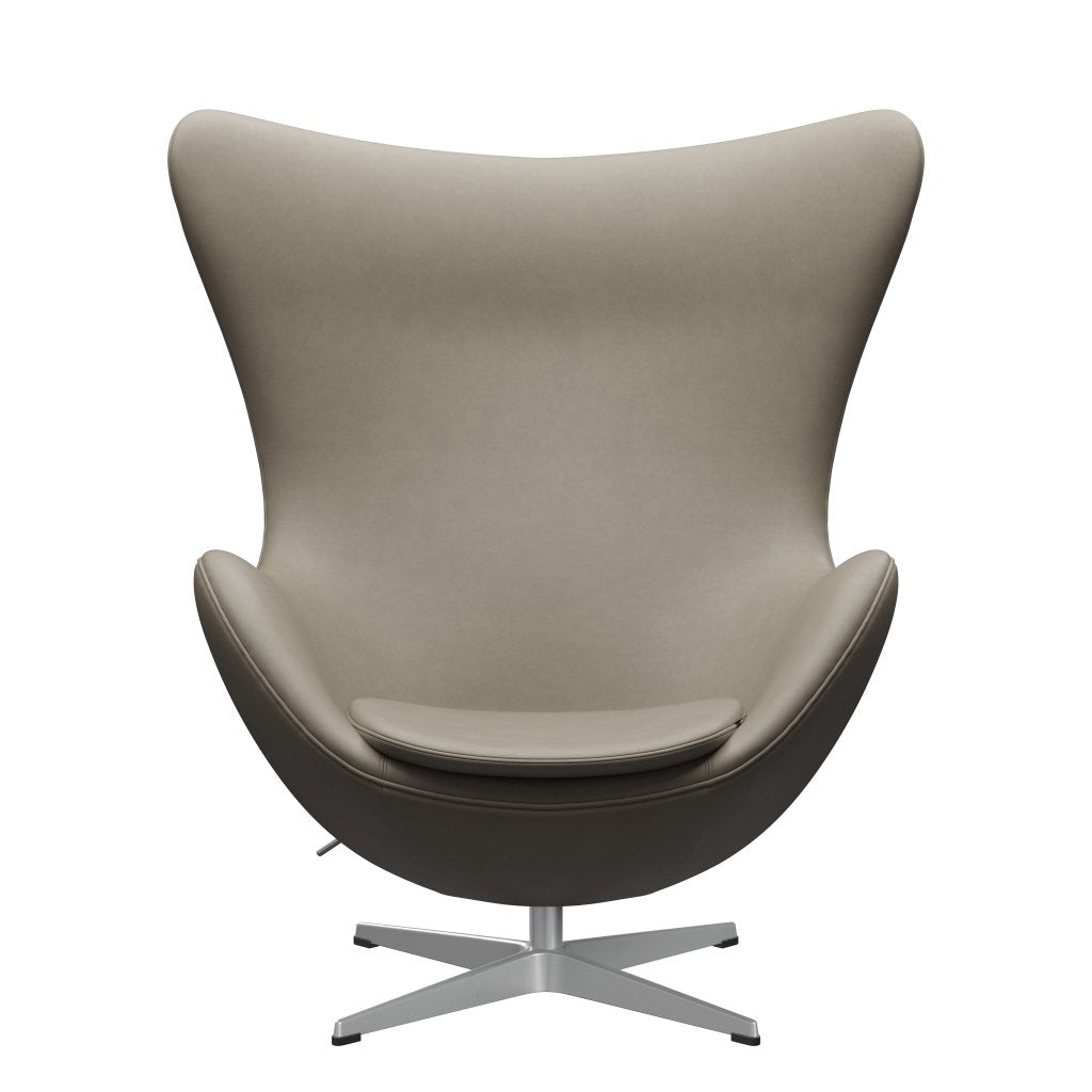 Fritz Hansen The Egg Lounge Chair Leder, Silbergrau/Essential Hellgrau