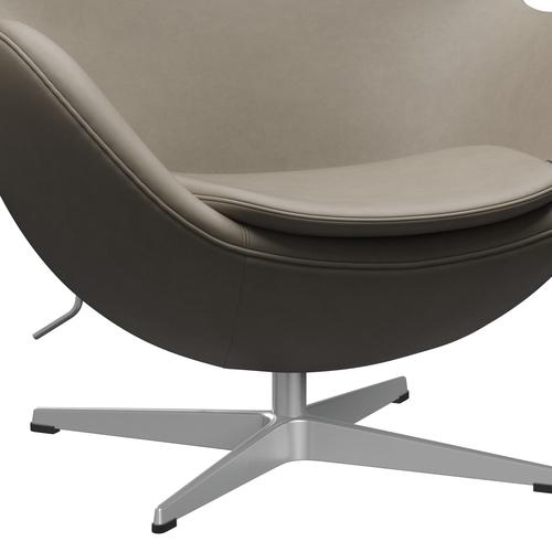 Fritz Hansen The Egg Lounge Chair Leder, Silbergrau/Essential Hellgrau