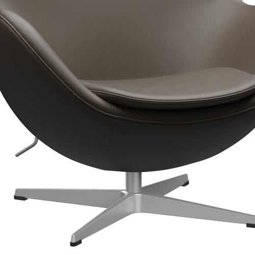 Fritz Hansen Das Eier Lounge Stuhl Leder, Silbergrau/Essential Stein