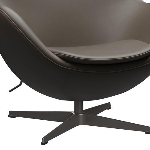 Fritz Hansen Das Eier -Lounge -Stuhl Leder, warmer Graphit/Essential Stone