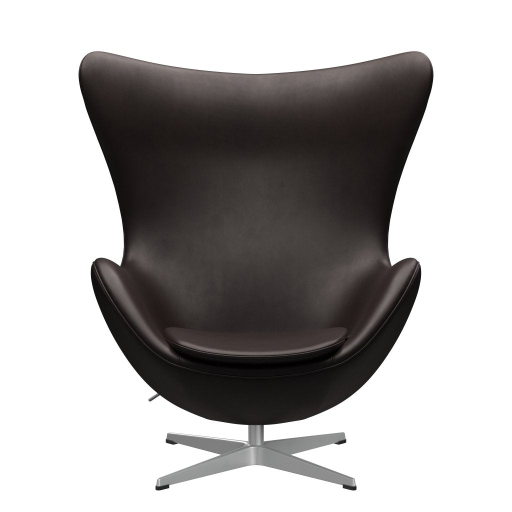 Fritz Hansen Der Eier Lounge Stuhl, silbergrau/grace dunkelbraun