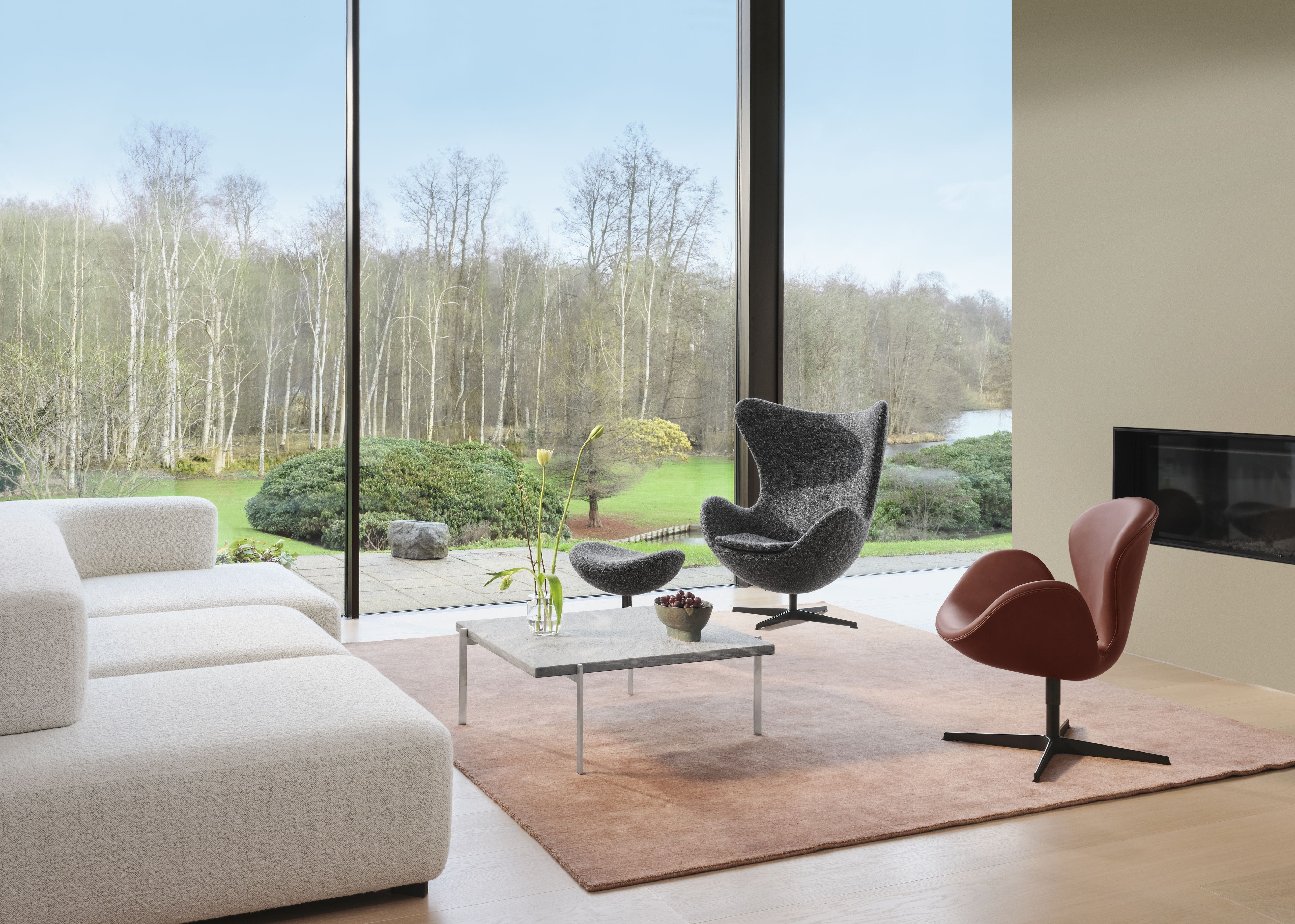 Fritz Hansen The Egg Lounge Chair, Vanir Granitbrauner Stoff Kollektion Anniversary