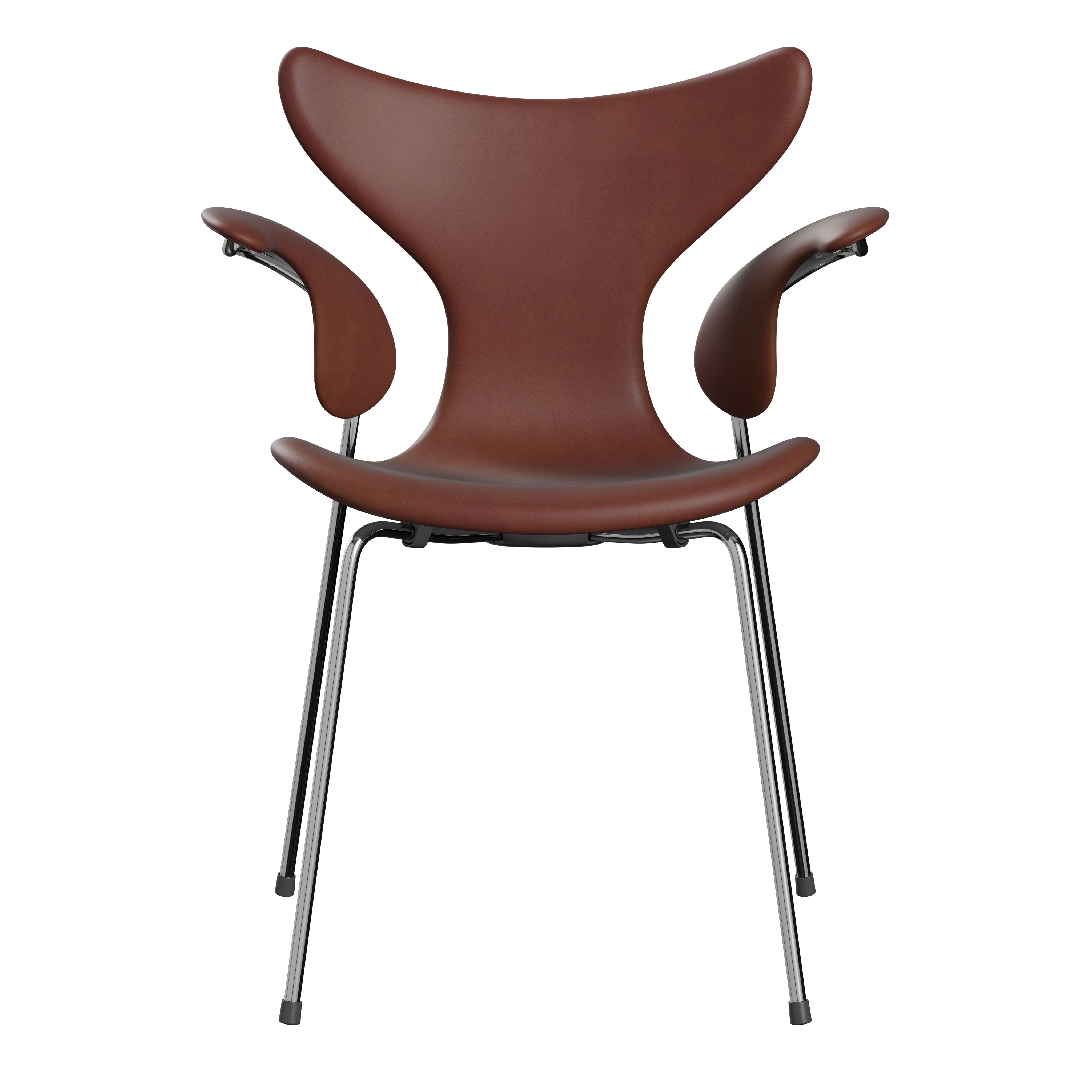 Fritz Hansen Der Lily Sessel, komplett gepolstert mit Grace Chestnut Leder Anniversary Collection