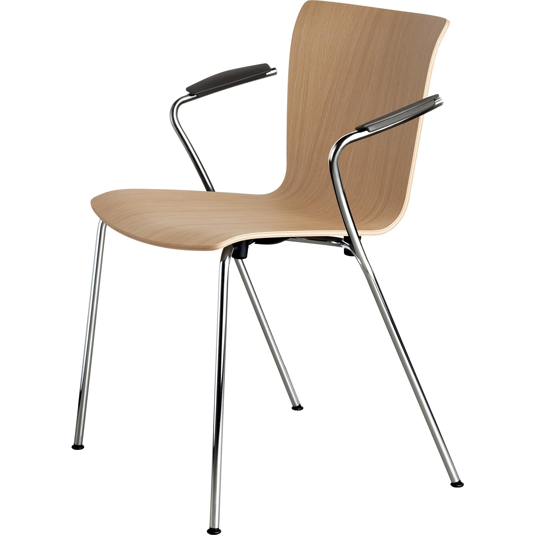 Fritz Hansen Vico Duo VM111 -stoel met armleuning Chrome benen, eiken