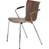 Fritz Hansen Vico Duo VM111 stoel met armleuning Chrome benen, walnoot