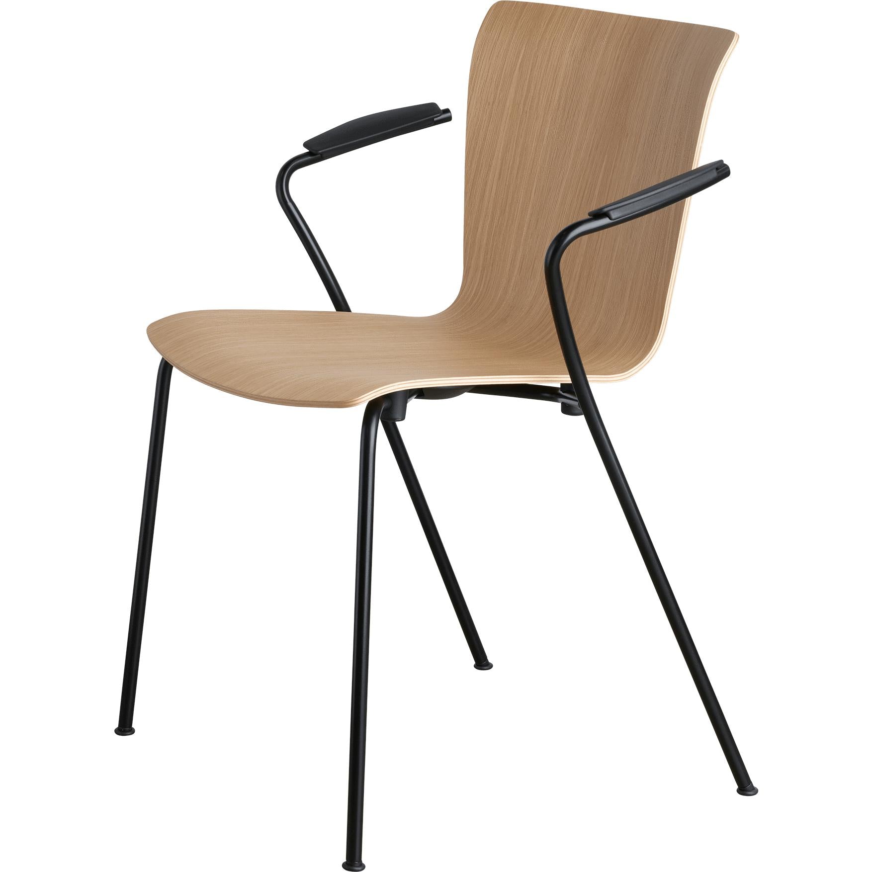 Fritz Hansen VICO -Duo VM111 Stuhl mit Armlehnenpulverbeschichteter, Eiche