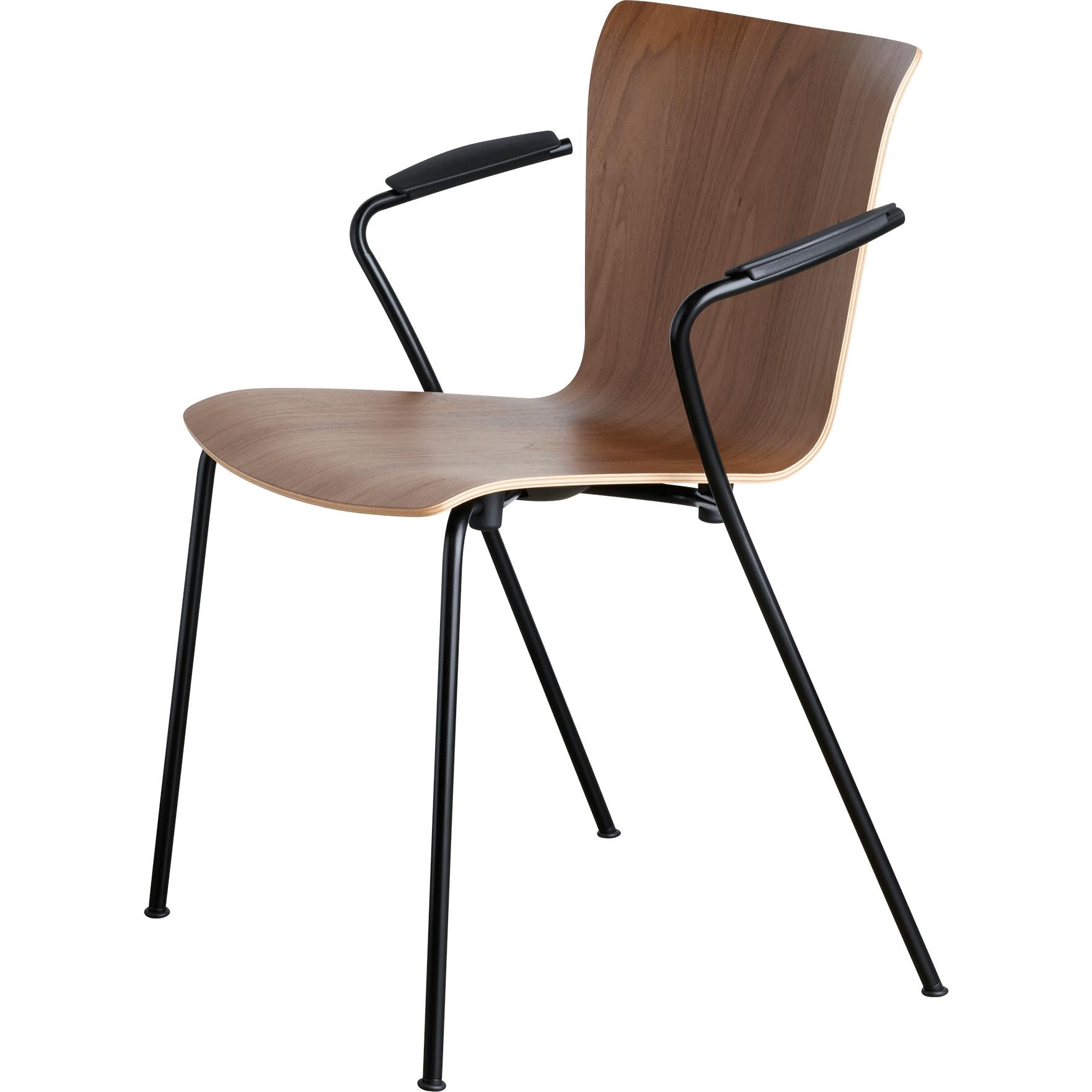 Fritz Hansen VICO Duo VM111 Stuhl mit Armlehnenpulverbeschichteter, Walnuss