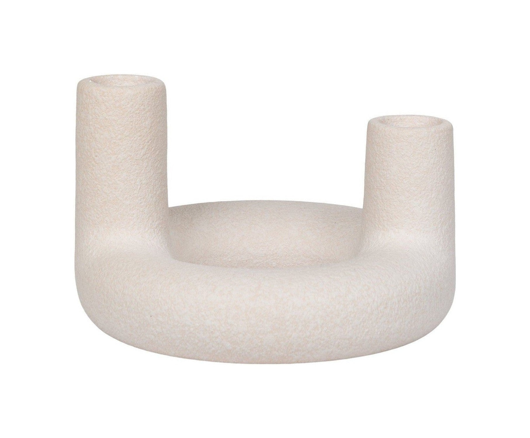 House Nordic Candle Holder, Ceramic, Beige, ø13x8,5 Cm